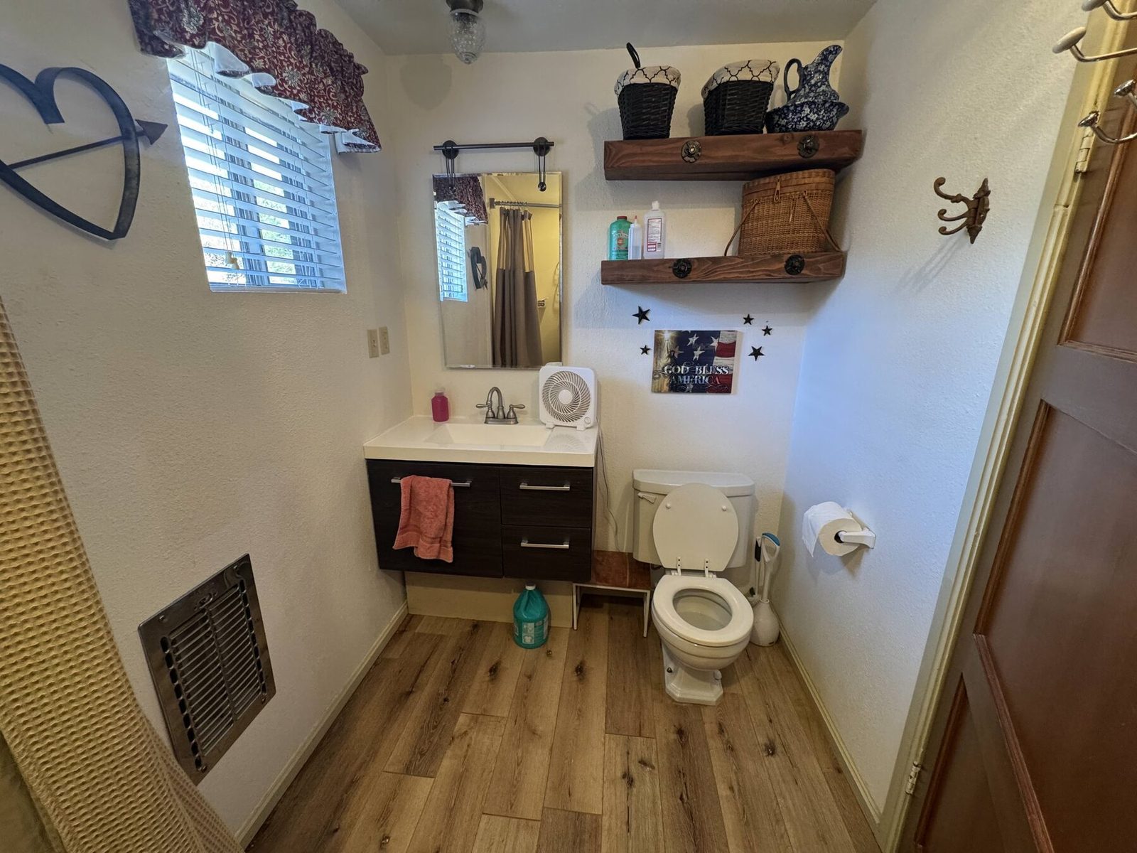 Bathroom vanity and toilet